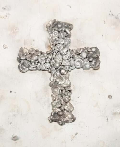 Judy Larson's Water Cast Scrap Cross - , Metalwork, Butane Torch, Soldering, Solder, fused scrap